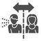 Isolation cautions solid icon. Avoid contact with Covid-19 sick glyph style pictogram on white background. Coronavirus