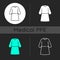 Isolation gown dark theme icons set