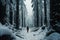 Isolation impact snow covered forest triggers psychological exploration for lone traveler