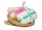 Isolation photo of two bars of soap with a ribbon in a basket on