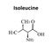 Isoleucine amino acid. Chemical molecular formula isoleucine amino acid. Vector illustration on isolated background