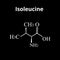 Isoleucine amino acid. Chemical molecular formula isoleucine amino acid. Vector illustration on isolated background