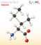 Isoleucine (Ile, I) amino acid molecule. (Chemical formula C6H13NO2)