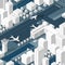 Isometric 3D airport dimensional illustration with jet airplane