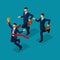 Isometric 3d Businessmen with Different Motion