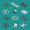 Isometric 3d drones. Uav unmanned aircrafts vector set