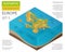 Isometric 3d Europe physical map constructor elements on the water surface. Build your own geography infographics collection