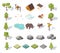 Isometric 3d forest camping elements for landscape