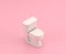 Isometric 3d Icon, a toilet closet in flat color pink room,single color white, cute toylike household objects, 3d rendering