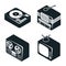 Isometric 3D Icons of Retro Media Devices