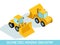 Isometric 3D mining industry icons set 7 image of mining equipment and vehicles isolated on a light background vector illustration