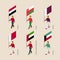 Isometric 3d people with flags - Yemen, Oman, Qatar, UAE, Kuwait