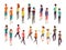 Isometric 3d people. Young casual persons vector set