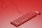 Isometric 3D rendering Mouse and keyboard red color with Question mark made from cable, Information Data Search Technology concept