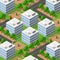 Isometric 3d of street downtown architecture district