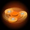 Isometric 3d vector a orange fidget spinner or hand spinner. Fidget toy for increased focus, stress relief.