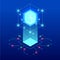 Isometric abstract blue cube design. Digital Technology Web Banner. BIG DATA Machine Learning Algorithms. Analysis and