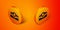 Isometric Acne icon isolated on orange background. Inflamed pimple on the skin. The sebum in the clogged pore promotes
