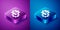 Isometric Advertising icon isolated on blue and purple background. Concept of marketing and promotion process