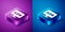 Isometric Advertising icon isolated on blue and purple background. Concept of marketing and promotion process