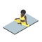 Isometric african american girl doing yoga.