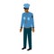 Isometric afro-american male officer