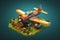 Isometric Aircraft for Game Asset. Generative Ai