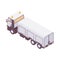 Isometric aircraft loading truck. Catering and cabin cleaning trucks