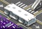 Isometric Airport Bus with Open Doors in Front View