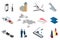 Isometric Airport Travel and transport Icons. Isolated people, airport terminal, airplane, traveler man and woman