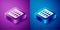 Isometric Ancient Greek pattern icon isolated on blue and purple background. Square button. Vector