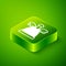 Isometric Angel icon isolated on green background. Merry Christmas and Happy New Year. Green square button. Vector