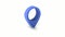Isometric animation dark blue pin icon on the navigation map for positioning