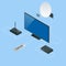 Isometric antenna, satellite antenna TV router, TV. Loading stream TV