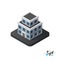 Isometric apartment house icon, building city infographic element, vector illustration