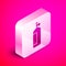 Isometric Aqualung icon isolated on pink background. Oxygen tank for diver. Diving equipment. Extreme sport. Diving