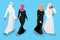 Isometric arabic couple front and back view vector illustration