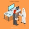 Isometric arabic islamic business office work vect