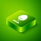 Isometric Armchair icon isolated on green background. Green square button. Vector