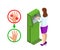 Isometric automatic alcohol hand sanitizer dispenser protection coronavirus Covid-19. Rubbing alcohol, wall mounted soap