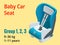 Isometric baby car seat group 1,2,3 vector illustration. Road Safety Type of child restraint rearward-facing baby seat