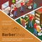 Isometric Barbershop Colorful Concept