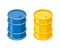 Isometric barrels, 3d icon in flat style