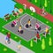 Isometric Basketball Playground. Disabled People Playing Basketball in the Park. Vector
