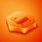 Isometric Bathtub icon isolated on orange background. Orange hexagon button. Vector Illustration