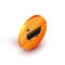 Isometric Bathtub icon isolated on white background. Orange circle button. Vector Illustration