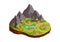 isometric beautiful mountain with village