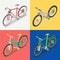 Isometric Bicycle Set with Extreme and Road Bike. City Transport