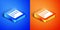 Isometric Binary code icon isolated on blue and orange background. Square button. Vector