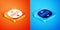 Isometric Bingo icon isolated on orange and blue background. Lottery tickets for american bingo game. Vector